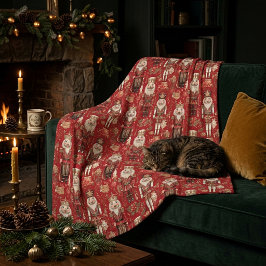 Manta Polar Patrón de cascanueces rojos Navidad