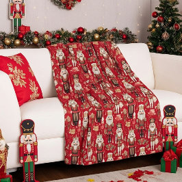 Manta Polar Patrón de cascanueces rojos Navidad