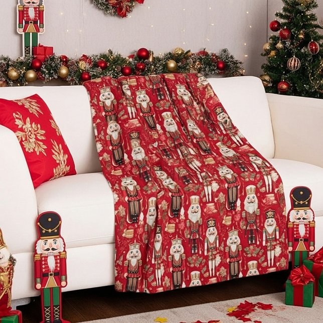 Manta Polar Patrón de cascanueces rojos Navidad (Subido por el creador)