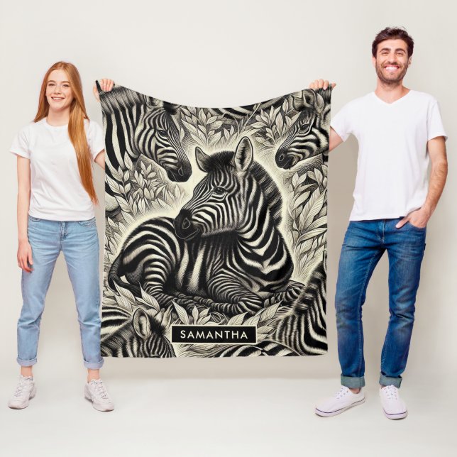 Manta Polar Patrón de cebra de época (In situ)