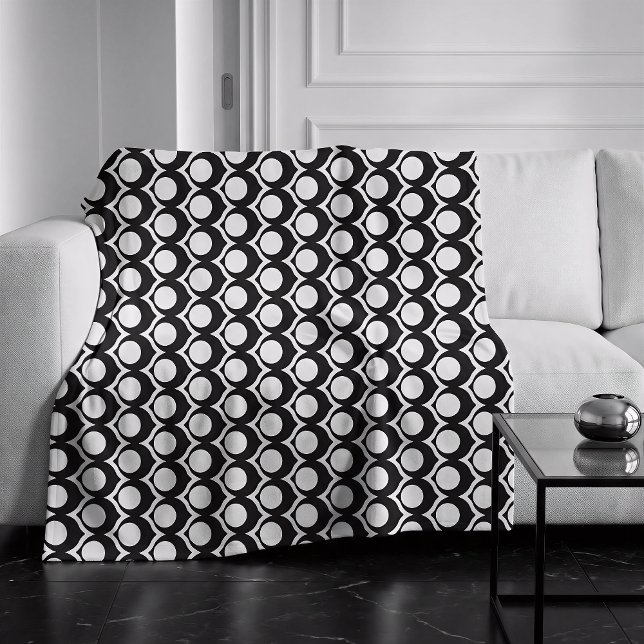 Manta Polar Patrón de celosía de círculo blanco negro moderno (Subido por el creador)