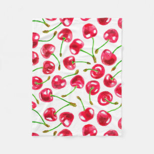 Manta Polar Patrón de cerezas de color agua