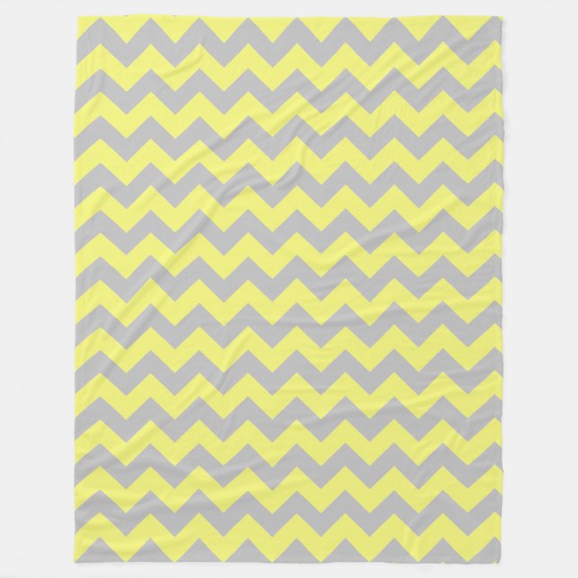 Manta Polar Patrón de Chevron Amarillo Suave Gris (Anverso)