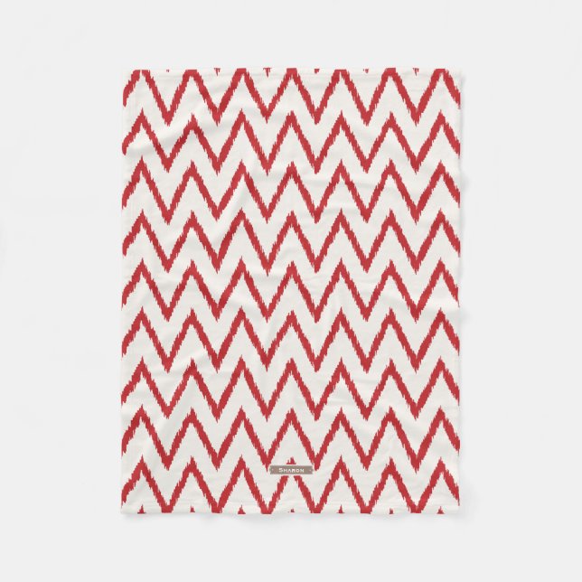 Manta Polar Patrón de chevron ikat rojo texturizado chic moder (Anverso)
