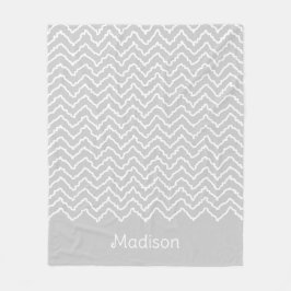 Manta Polar Patrón de Chevron Zigzag Ondulado Gris y Blanco