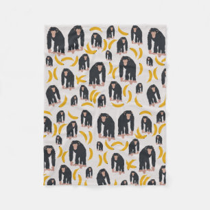 Manta Polar Patrón de chimpancés y banana de monos