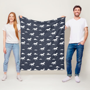 Manta Polar Patrón de cielo de medianoche de unicornio azul
