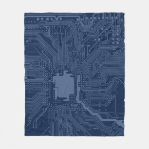Manta Polar Patrón de circuito de la tarjeta madre azul geek