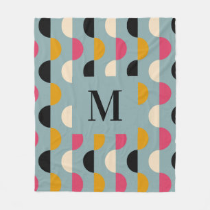 Manta Polar Patrón de círculo rosa azul retro