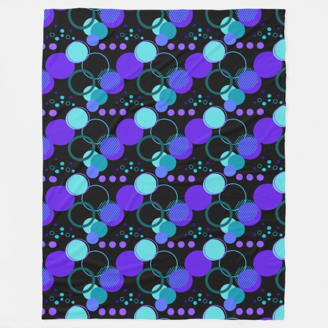 Manta Polar Patrón de círculos y formas redondeadas en negro (Anverso)