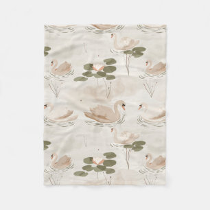 Manta Polar Patrón de cisne elegante