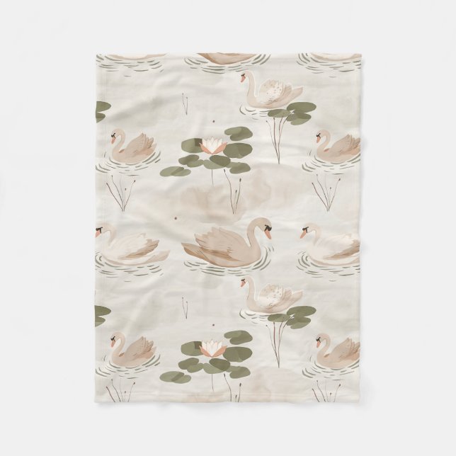 Manta Polar Patrón de cisne elegante (Anverso)