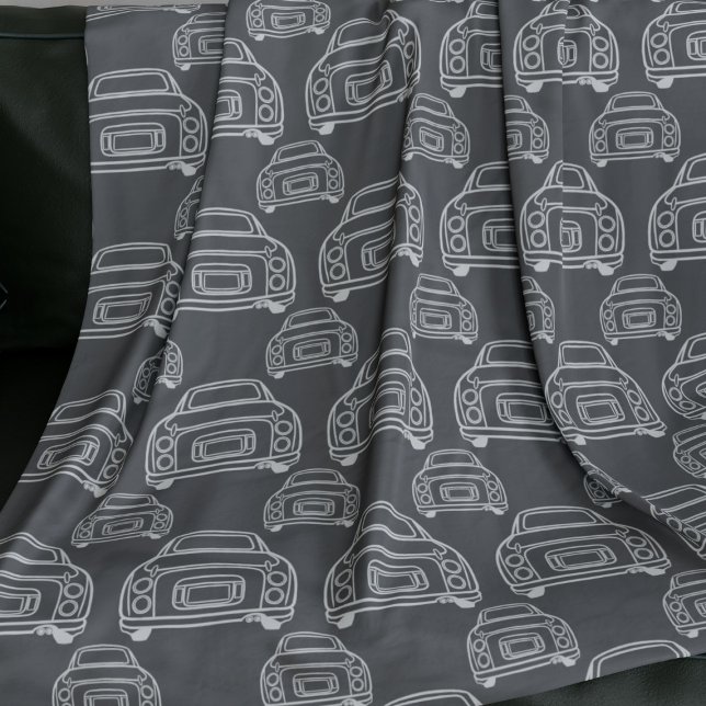 Manta Polar Patrón de coche de Figaro de Gris Monoline (Fun figgy blanket for your car. You can easily change the background colour)