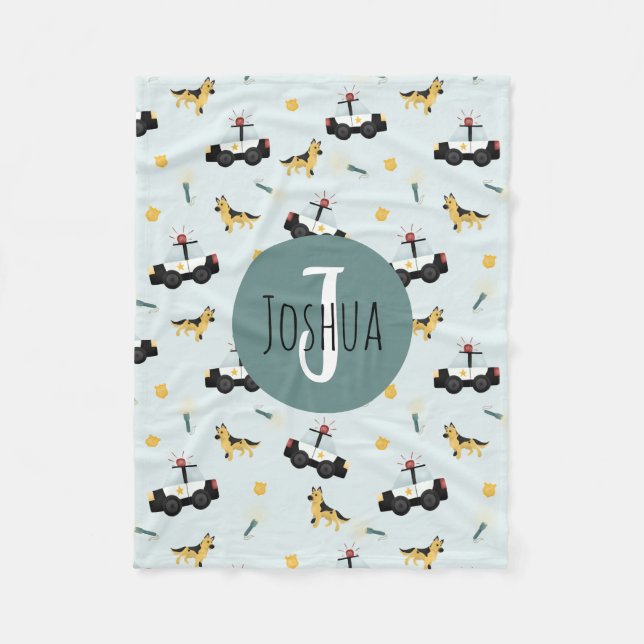 Manta Polar Patrón de coche de la policía azul (Anverso)