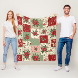 Manta Polar Patrón de colcha de flores de Navidad inspirado en