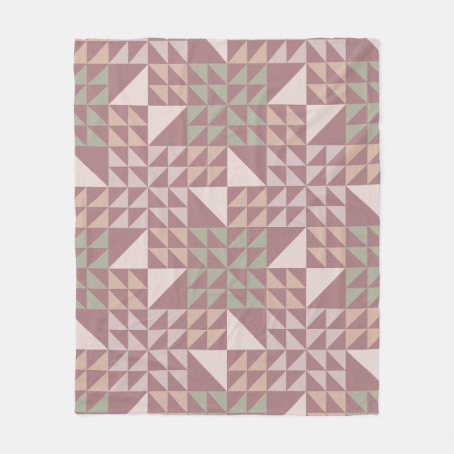Manta Polar Patrón de Colcha Geométrica Rosa Polvoriento (Anverso)