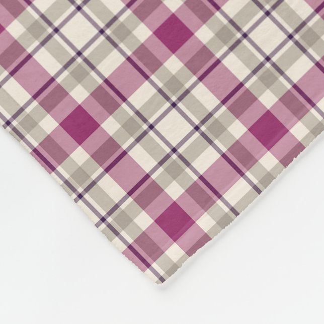 Manta Polar Patrón de color púrpura y gris brillante (Esquina)