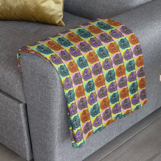 Manta Polar patrón de coloridos rostros de búho (Subido por el creador)