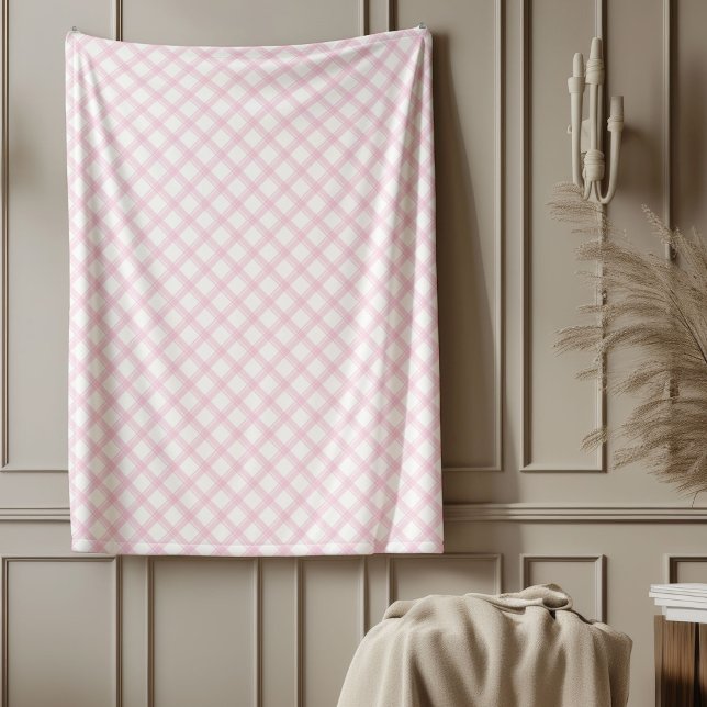 Manta Polar Patrón de comprobación clásico de la cubierta rosa (Soft Pink Plaid Blanket Classic Checkered Pattern)