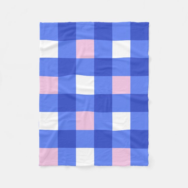 Manta Polar Patrón de comprobación de Gingham rosa azul (Anverso)