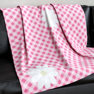 Manta Polar Patrón de comprobación de Gingham rosada suave Flo