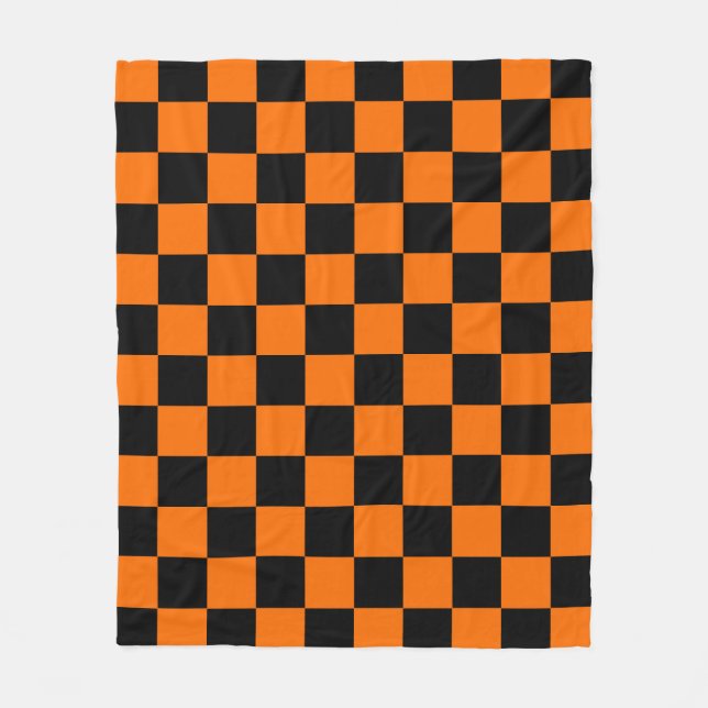 Manta Polar Patrón de comprobación de negro naranja (Anverso)