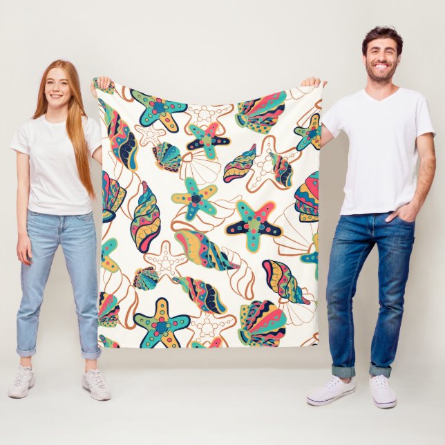 Manta Polar Patrón de conchas coloridas (In situ)