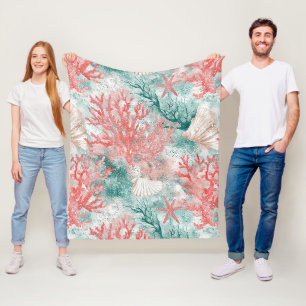 Manta Polar Patrón de conchas marinas boho costero