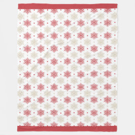 Manta Polar Patrón de copo de nieve dorado rojo