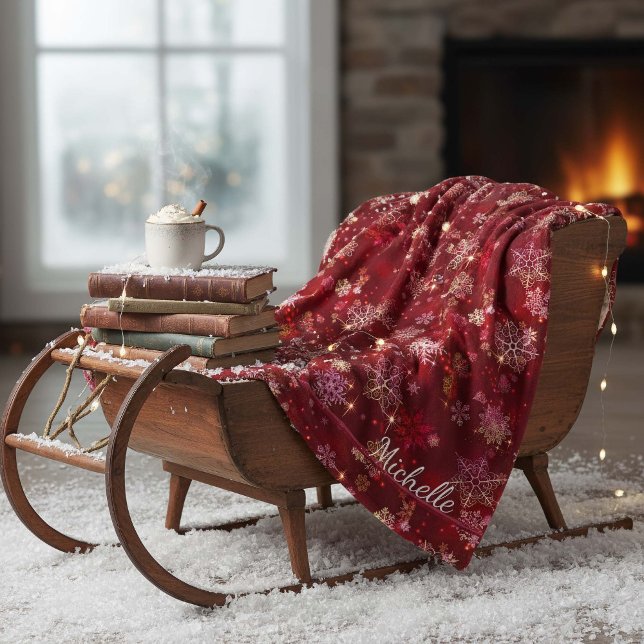 Manta Polar Patrón de copos de nieve más bonito rojo ID846 (Subido por el creador)