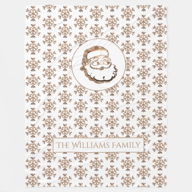 Manta Polar Patrón de copos de nieve Navidades de Santa Claus (Anverso)