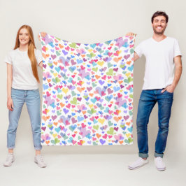 Manta Polar Patrón de corazón dulce y colorido Pastel Girly Ka