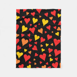 Manta Polar Patrón de corazón rojo, Naranja y amarillo flota