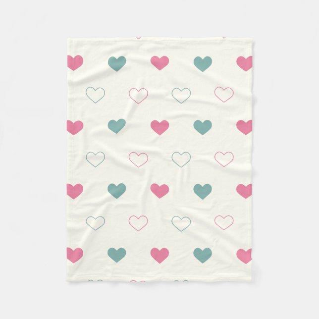 Manta Polar Patrón de Corazón Simple y Adorable (Anverso)