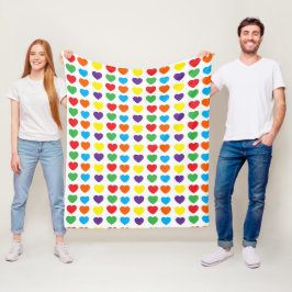 Manta Polar Patrón de Corazones Arcoíris