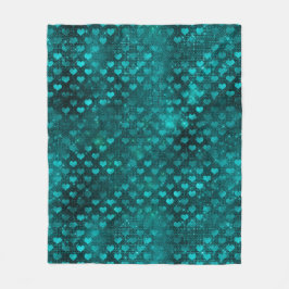 Manta Polar Patrón de Corazones con Brillo Glam Ombre Verde Te