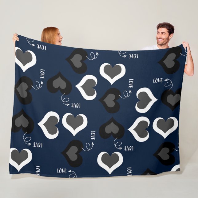Manta Polar Patrón de corazones de amor azul (In situ)