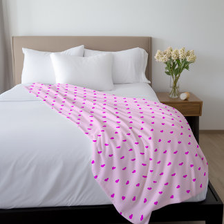 Manta Polar Patrón de corazones rosados calientes