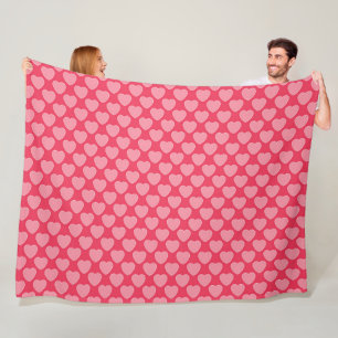 Manta Polar Patrón de corazones rosados en rosa