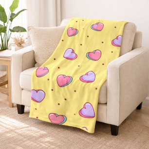 Manta Polar Patrón de Corazones Rosas y Morados Acogedores