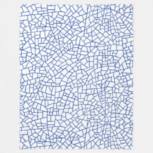 Manta Polar Patrón de craquelura - Azul marino sobre blanco