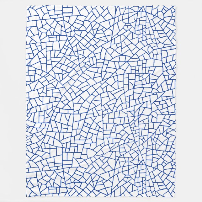 Manta Polar Patrón de craquelura - Azul marino sobre blanco (Anverso)