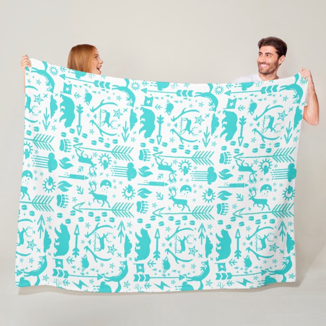 Manta Polar Patrón de Creatividad de Woodland Bear Deer Fox (In situ)