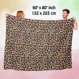 Manta Polar Patrón de crema marrón de piel de leopardo -