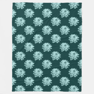Manta Polar Patrón de crisantemo - Funda verde oscuro