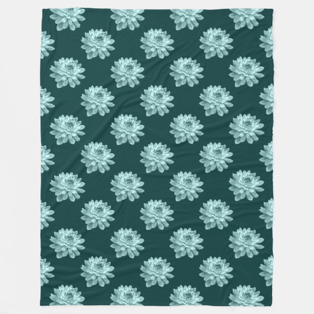 Manta Polar Patrón de crisantemo - Funda verde oscuro (Anverso)