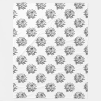 Manta Polar Patrón de crisantemo - Monocromo sobre blanco
