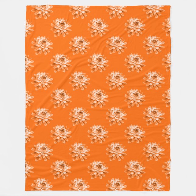Manta Polar Patrón de crisantemo - Naranja (Anverso)