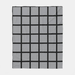 Manta Polar Patrón de cuadrados de color gris y bordes negros