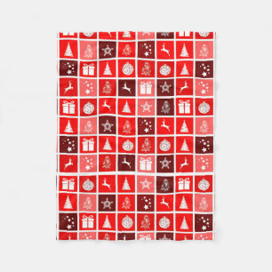 Manta Polar Patrón de cuadrícula navideña roja moderna minimal